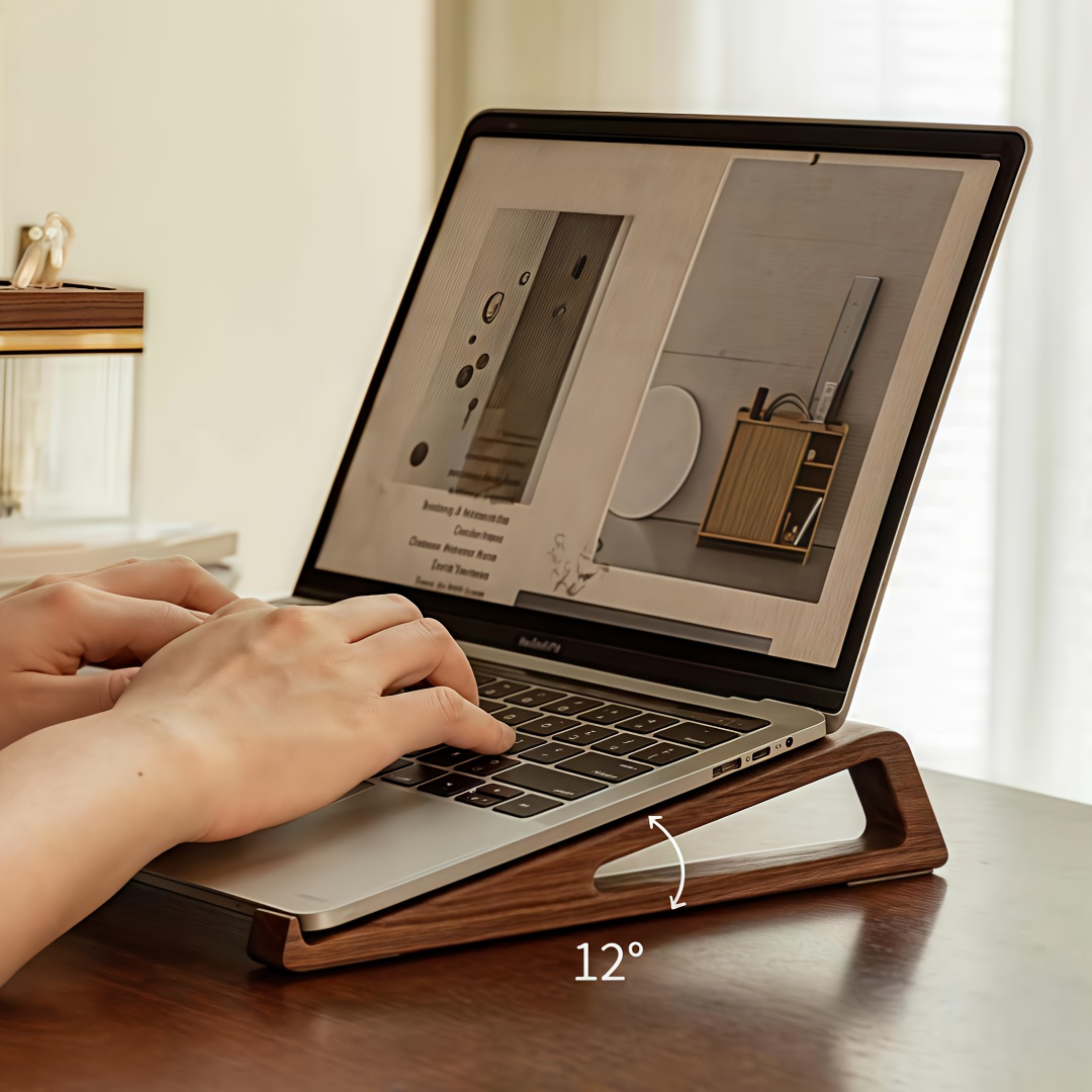 Laptop Stand Bamboo - Portable Foldable Wooden Laptop Stand -