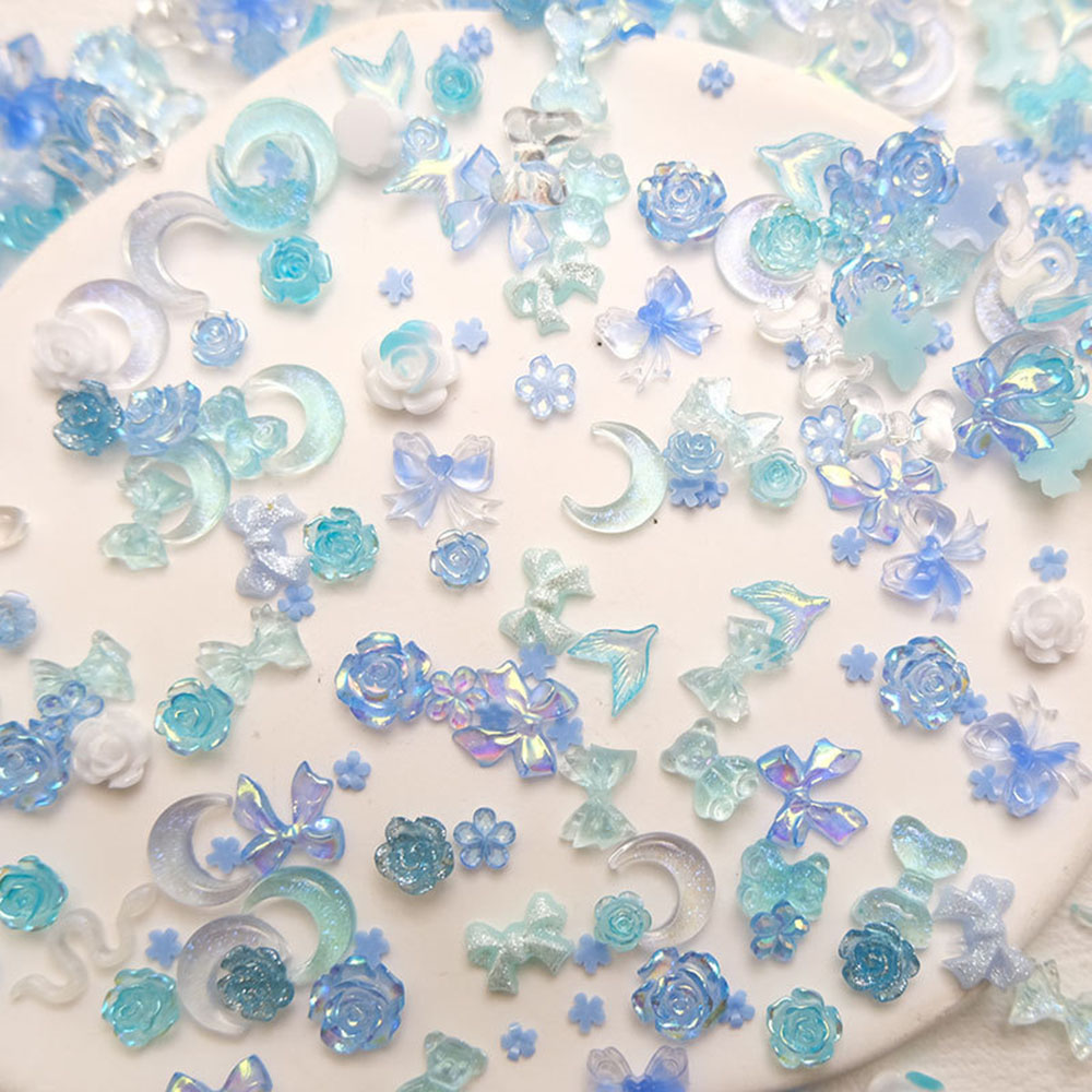 50pcs Mixed Blue Nail Resin Ch - Y2K Tech Accessories recension och pris