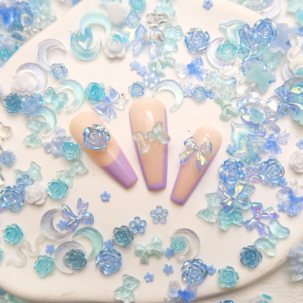 50pcs Mixed Blue Nail Resin Ch - Y2K Tech Accessories recension och pris