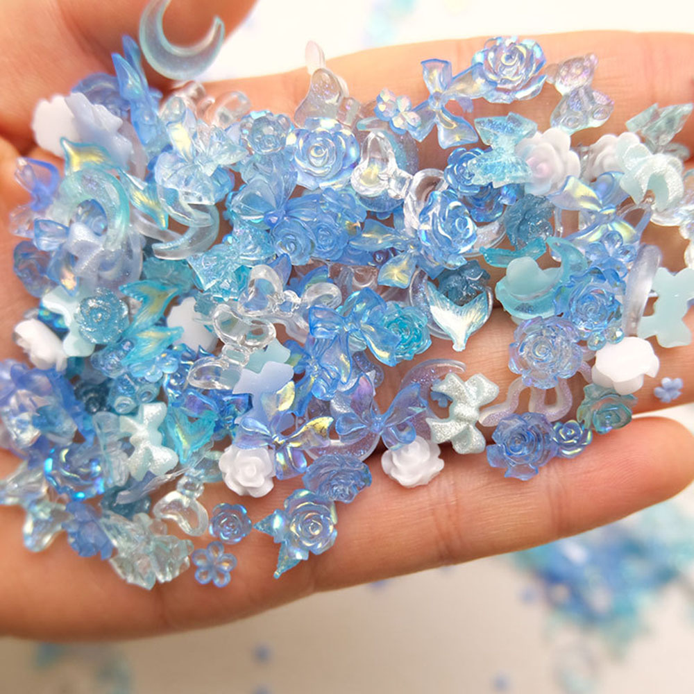 50pcs Mixed Blue Nail Resin Ch - Y2K Tech Accessories recension och pris